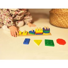 Ahşap Beşli Geometrik Şekiller Montessori Oyuncak