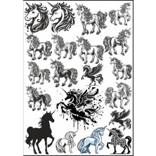 Siyah Beyaz Unicorn Sticker Set