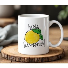 Hey Summer Tasarımlı Beyaz Seramik Baskılı Kupa Bardak 330ML