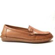 Beety E-228  Rok Deri Bej & Taba Ortopedik Kadın Babet