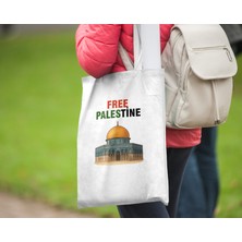 Kudüs Free Palestine Bez Çanta 35X40 cm - Tote Bag-  Filistin