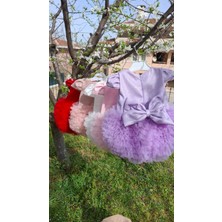 Kız Bebek Çocuk Doğum Günü Bayram Özel Gün Simli Kumaş Tütü Etekli Elbise
