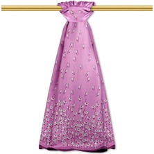 Mor Kardelen Desen Twill Ipek Şal