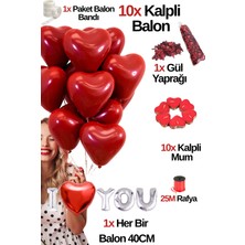 10 Adet Kalpli Balon 10 Adet Kalpli Mum Gül Kurusu I Love You Folyo Balon Sevgili Özel Gün Doğum Günü