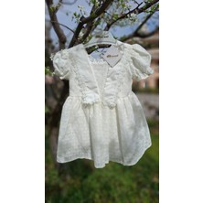 Kız Çocuk Doğum Günü Bayram Özel Gün Pamuk Dantel Sırt Dekolteli Kurdeleli Elbise