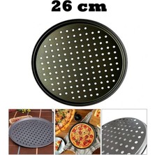 Yanmaz Yapışmaz Delikli Teflon Pizza Tepsisi Tavası 26CM