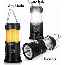 Güneş Enerjili (Şarz Edilebilir) Kızaklı Taşınabilir Çok Fonksiyonlu Alev Modlu Kamp Lambası Fener