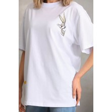 Grip&hug Unisex Baskılı Oversize T-Shirt - Beyaz