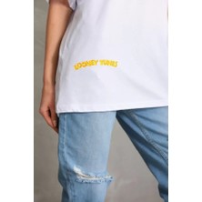 Grip&hug Unisex Baskılı Oversize T-Shirt - Beyaz