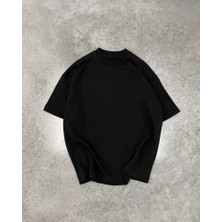 Grip&hug Unisex Basic Bisiklet Yaka Oversize T-Shirt - Siyah