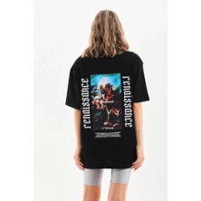 Grip&hug Unisex Baskılı Oversize T-Shirt - Siyah