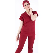 UÇAK MEDİKAL Koyu Kırmızı U-flex Likralı Tek Üst