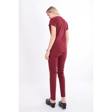 UÇAK MEDİKAL Bordo U-flex Likralı Tek Üst