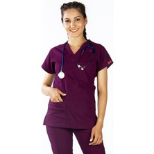 UÇAK MEDİKAL Mürdüm U-flex Likralı Tek Üst