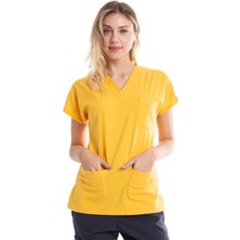 UÇAK MEDİKAL Sülfür Sarı Core Flex Likralı Tek Üst