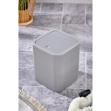 Çizgi Model, Kare Dönen Plastik Kapak Banyo Mutfak Tezgah Üstü Çöp Kovası 4lt A