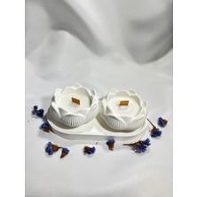 3'lü Dekoratif Lotus Set Miski Amber Kokulu Soya Mum