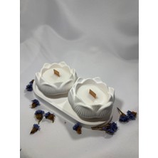 3'lü Dekoratif Lotus Set Miski Amber Kokulu Soya Mum