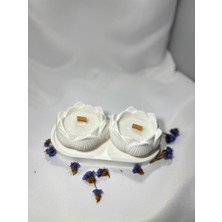 3'lü Dekoratif Lotus Set Miski Amber Kokulu Soya Mum