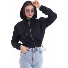 Grip&hug Siyah Bel Detaylı ve Kapüşonlu Hırka