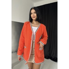 Grip&hug Oranj Şeritli Bukle Hırka
