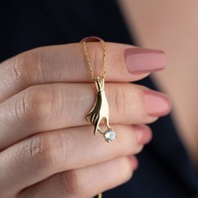 Vaoov 925 Ayar Gümüş El Figürü ve Tektaş Kolye