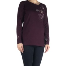 Kadın Önü ve Kolları Işlemeli ve Taşlı Bluz