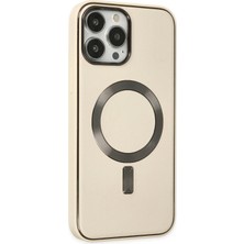 Newface  Apple iPhone 13 Pro Max Kılıf Coco Deri Magneticsafe Silikon - Krem Zrnet