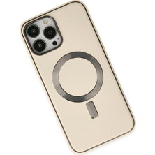 Newface  Apple iPhone 13 Pro Max Kılıf Coco Deri Magneticsafe Silikon - Krem Zrnet