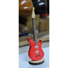 Bade Müzik Minyatür Masa Üstü Elektro Gitar 10-12 cm Kırmızı Hediyelik Model
