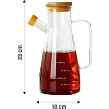 2'li Yağdanlık Bambu Kapaklı Cam Vakumlu Silikon Stantlı Sirkelik Zeytinyağı Şişesi Yağlık 900 ml Set