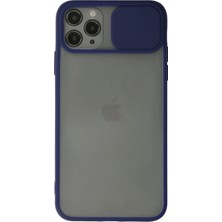 Newface  Apple iPhone 11 Pro Max Kılıf Palm Buzlu Kamera Sürgülü Silikon - Lacivert Zrnet