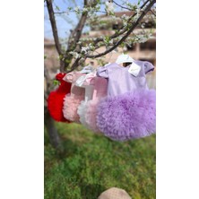 Kız Bebek Çocuk Doğum Günü Bayram Özel Gün Simli Kumaş Tütü  Etekli Elbise