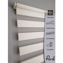 Parde Yaşam Serisi Ithal Kumaş Ekru Bambu Zebra Stor Perde