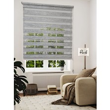 Parde Yaşam Serisi Ithal Kumaş Gri Bambu Zebra Stor Perde