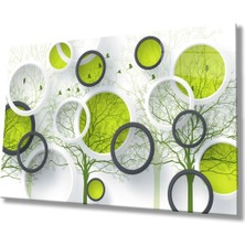 Shopping Haven Yeşil Daireler Cam Tablo, Ev ve Ofis Duvar Dekoru Hediyelik Büyük Tablo Dayanıklı Cam