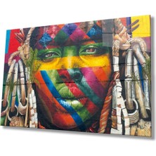 Shopping Haven Renkli Siyahi Kadın Cam Tablo Ev ve Ofis Duvar Dekoru Hediyelik Büyük Tablo Dayanıklı Temperli Cam