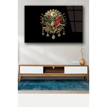 Shopping Haven Osmanlı Arması Tuğra Cam Tablo, Ev Ofis Duvar Dekoru, Hediyelik Büyük Cam Tablo