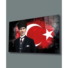 Shopping Haven Atatürk ve Ay Yıldız Cam Tablo, Uv Baskılı ve Temperli, Hediyelik