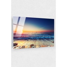 Deniz ve Gün Batımı Cam Tablo, Doğa Tablo,duvar Dekor, Büyük Tablo, Cam Duvar Tablo