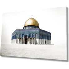 Kudüs Kubbetüs Sahra Dini Islami Cam Tablo Ev ve Ofis Duvar Dekoru Hediyelik Büyük Tablo Cam