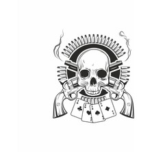 Kurukafa ve Silahlar Sticker 10X10 Cmrenkli Sticker