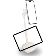 Semel Masa Üstü Tablet ve Telefon Tutucu Plastik Aparat Beyaz Telefon Standı