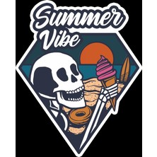 Summer Vibe Iskelet Sticker 10X10 Cmrenkli Sticker