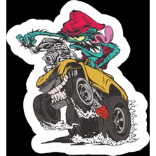 Kamyon Süren Zombi Sticker 10X10 Cmrenkli Sticker