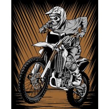 Motor Süren Iskelet Sticker 10X10 Cmrenkli Sticker