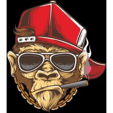 Goril Gozluklu Sticker 10X10 Cmrenkli Sticker