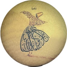 Erbane Bendir - Iran Arbani Üst Kalite Sarı Mevlana Desenli 55CM Kılıflı