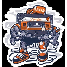 Brain Zombie Kaset Sticker 10X10 Cmrenkli Sticker