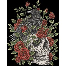 Karga Kurukafa ve Güller Stickre 10X10 Cmrenkli Sticker